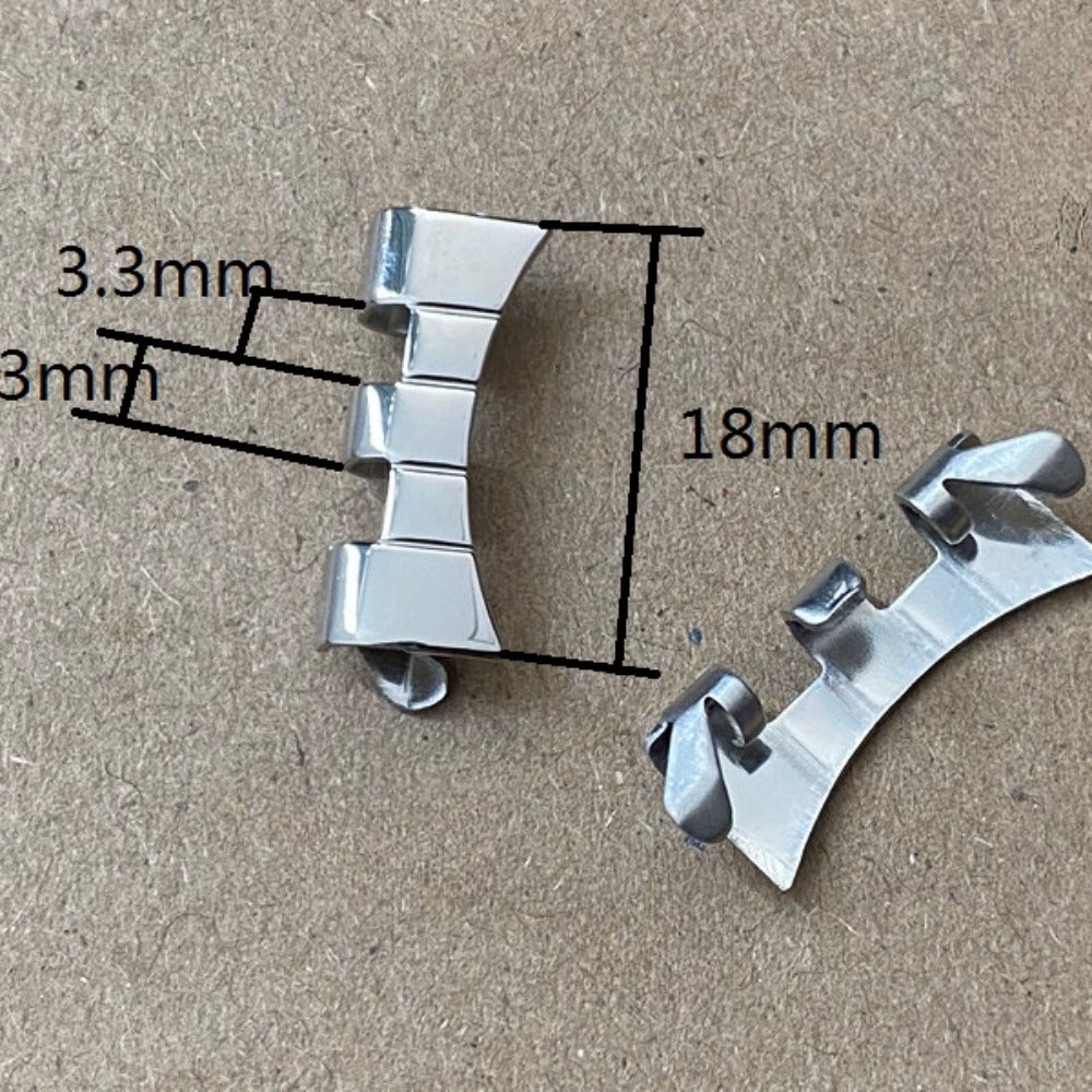18x3.3x3mm Silver Polished Curved End Links Spring Bars Bracelet Watch Band Strap#1034