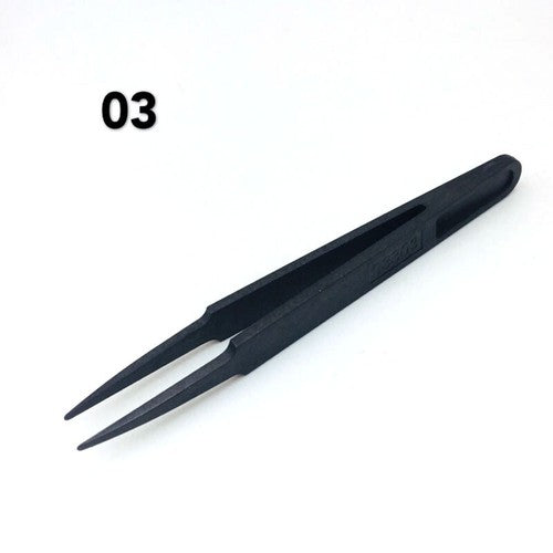 6PCS/Pack Carbon Fibre ESD Anti-Static Carbonization Tweezer 6751 Replacement