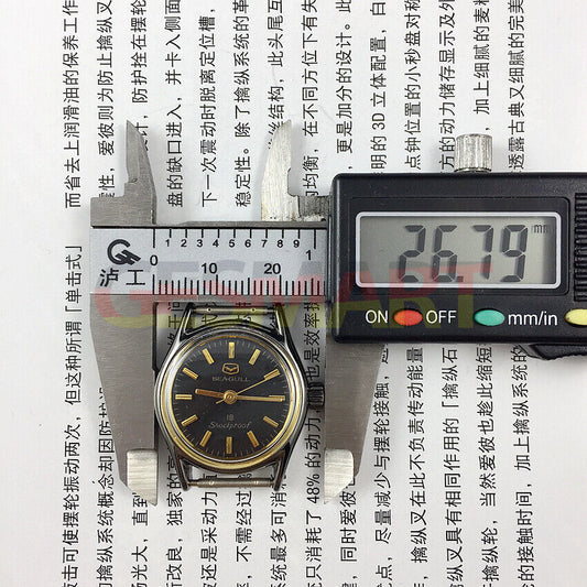 Black case Seagull ladies watch with golden nail markers, shock-resistant manual mechanical movement