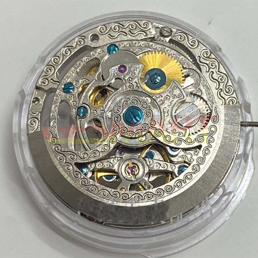 Shanghai Silver hollow carved watch with 3 hands, automatic mechanical movement, elegant China craftsmanship.