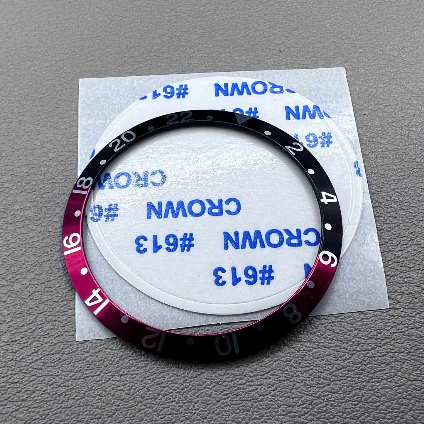 36.5*30.8mm Black Red Watch Bezel Green Luminous Vintage Aluminum Alloy Slope