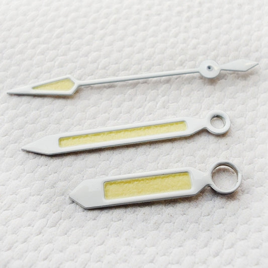 White Trim C3 Green Lume vintage watch hands for NH34 NH35 NH36 series, luminescent and precise.
