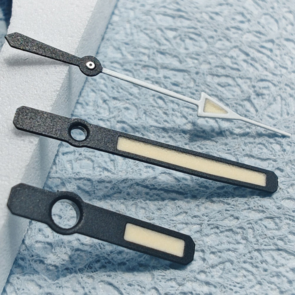 Matte 18mm C3 Orange Lume watch hands for NH34 NH35 NH36 movements, perfect for custom builds.