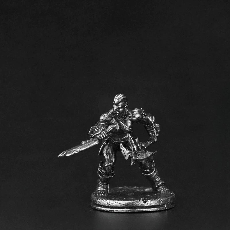 Orc Sword Warrior Copper Miniature Figurine White Bronze Tabletop Wargame 318-9