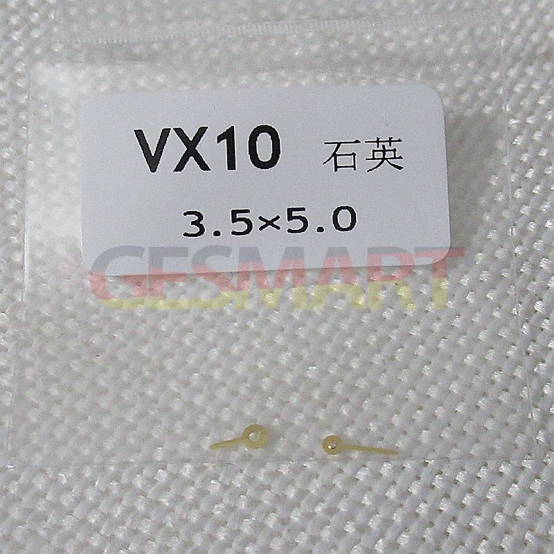 Silver watch hands for Hattori Epson VX10 movement, 3.5x5.0mm, sleek and precise design.