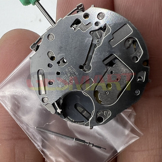 Miyota FS21 chronograph quartz watch movement with date at 4, Japan made precision.