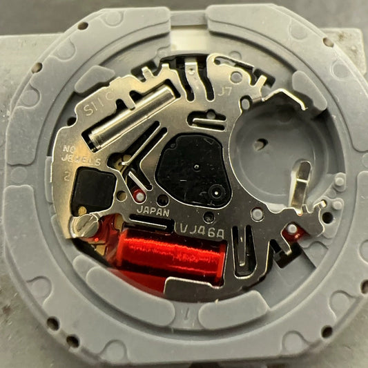 Original Japan VJ46A quartz watch movement with date display at 6 o'clock, single calendar part.