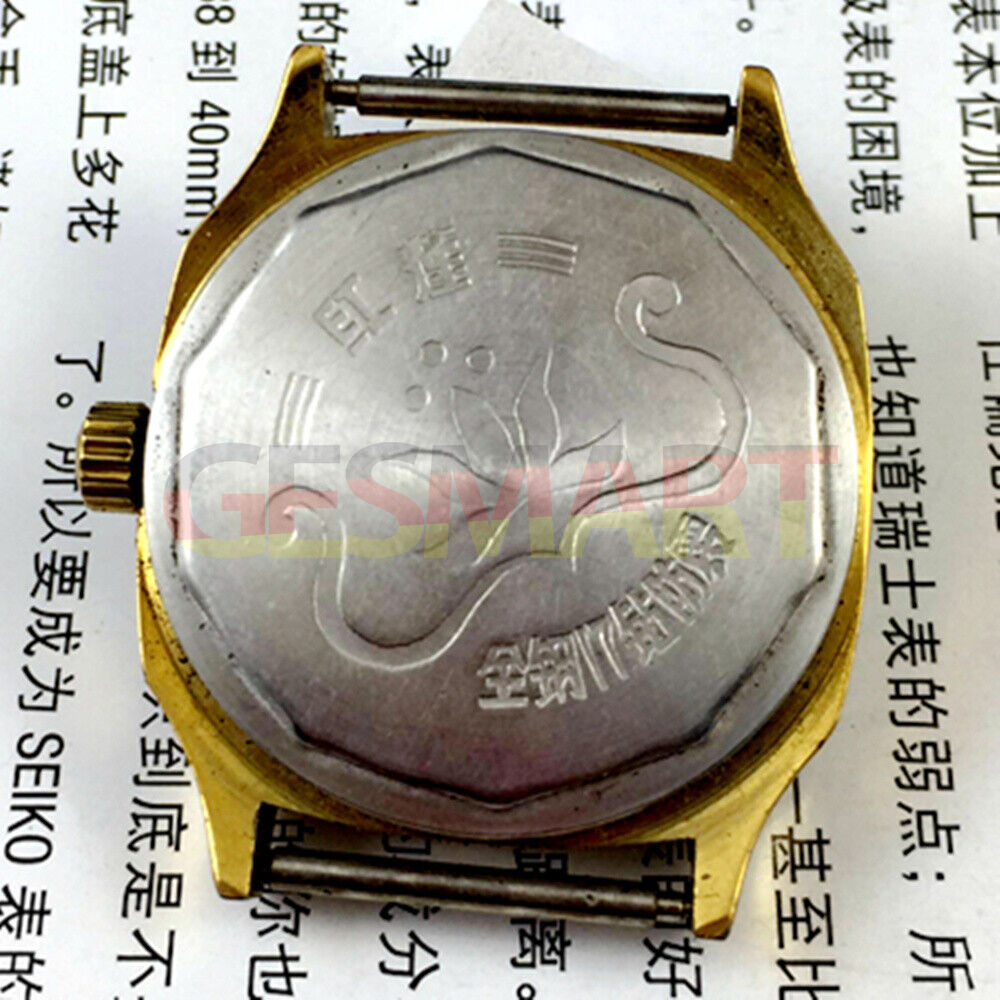 HONGLIAN manual mechanical watch with golden nail markers and square case, showcasing elegant classic style.