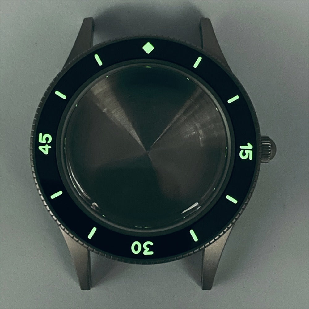 40mm 316L steel vintage watch case with green lume ceramic bezel for NH35 movement