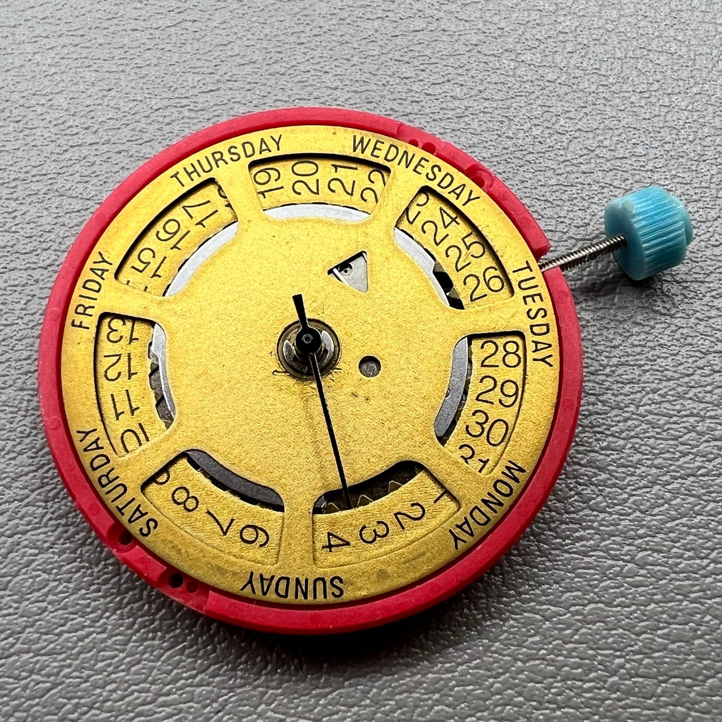 Swiss ISA 1198 Quartz Movement Date@3 Day Date Golden Dial