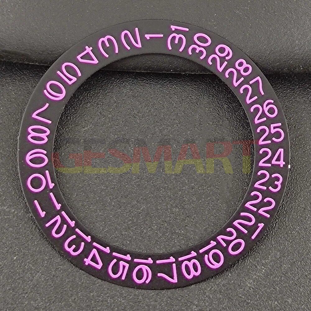 Pink date wheel overlay for NH35 NH36 watch movement, enhancing dial visibility.