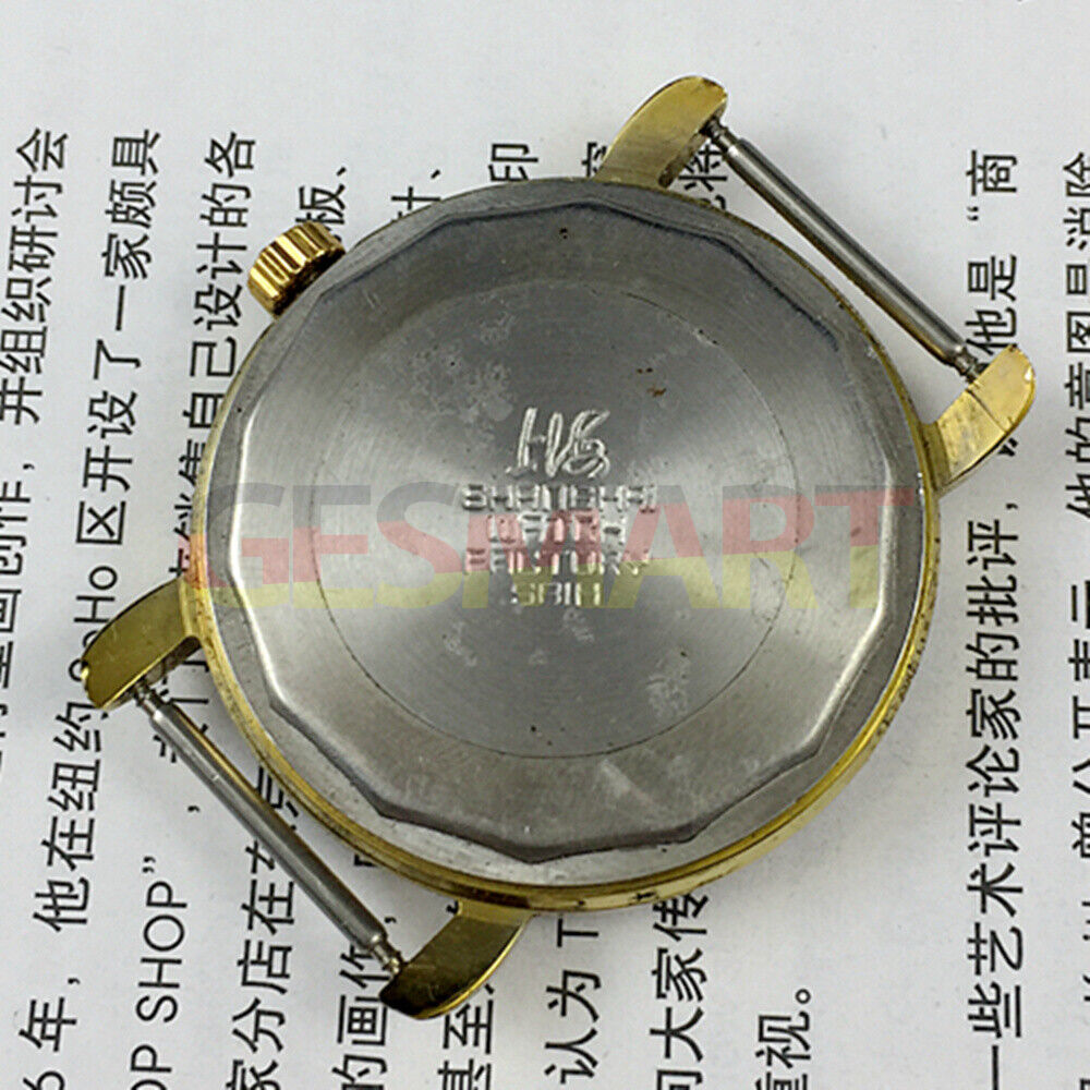 Montre mécanique manuelle fabriquée en usine à Shanghai, cadran gris dégradé à clous dorés
