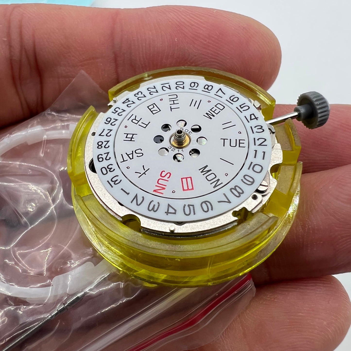 Miyota Citizen 8205 silver plated automatic watch movement, precise mechanical timekeeping mechanism.