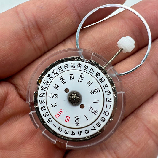 DG2813 automatic watch movement showing day and date features, ideal for replacement in mechanical watches.