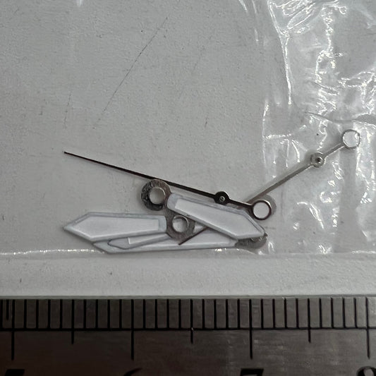 White trim watch hands for Miyota 2035 quartz movement, precise fit by P1-H4-C113 brand.