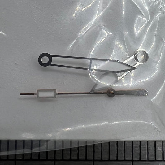 1. Green lume silver trim watch hands for ETA2836 movement enhancing vintage watch repair.