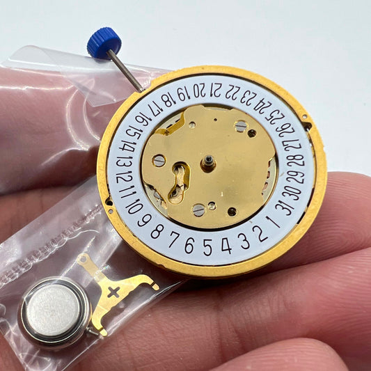 Ronda 5040D Swiss quartz golden watch movement with date function for precise timekeeping