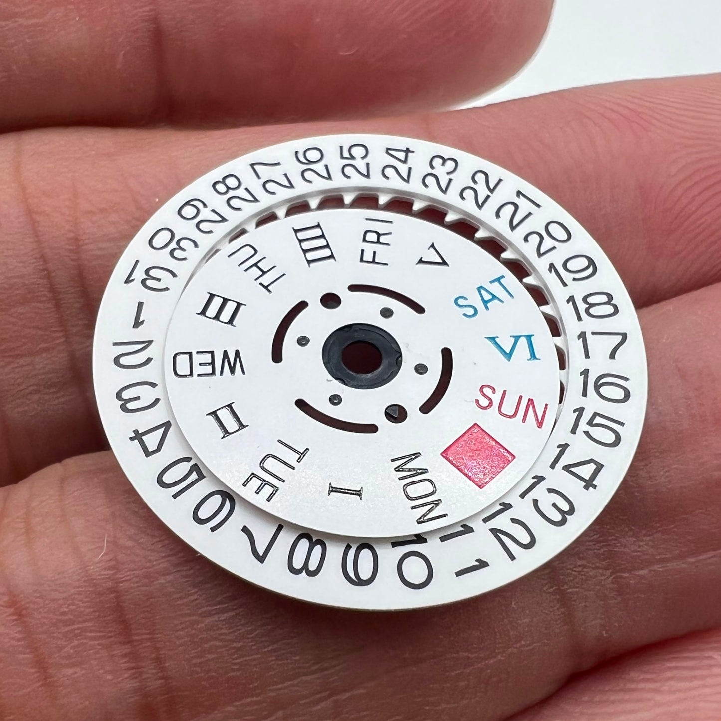 White Date Disk Wheel Week Wheel Roman/English Font for Movement NH36 3/3.8