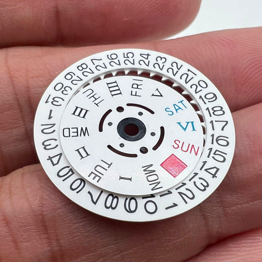 White date and week wheel with Roman and English font, compatible with NH36 movement, watch accessory.