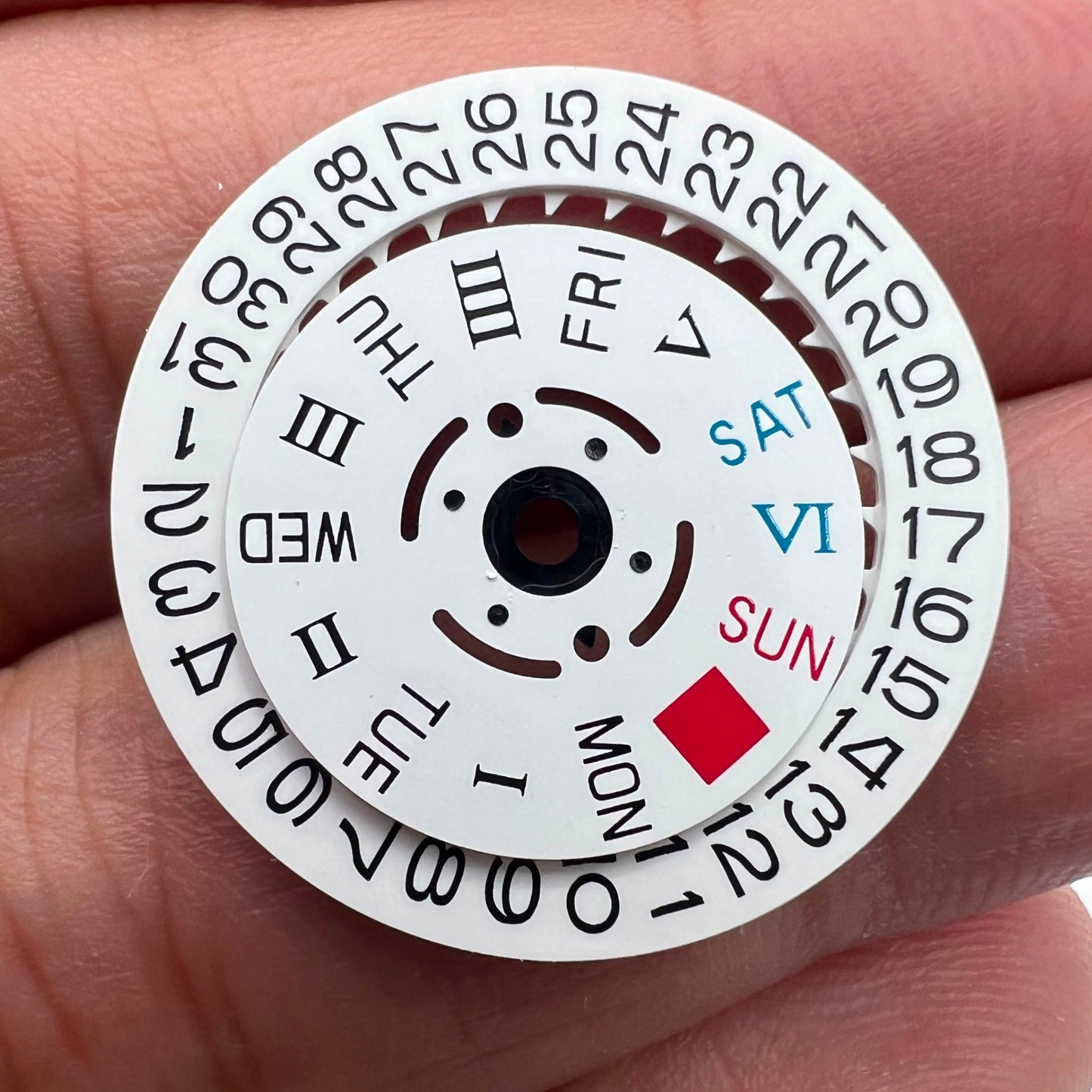 White Date Disk Wheel Week Wheel Roman/English Font for Movement NH36 3/3.8
