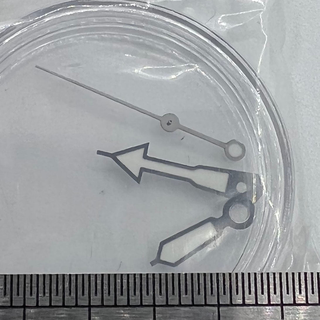 Green luminous watch hands with silver trim, 12.5mm size, for Miyota NH35/NH36/NH38 movement compatibility.