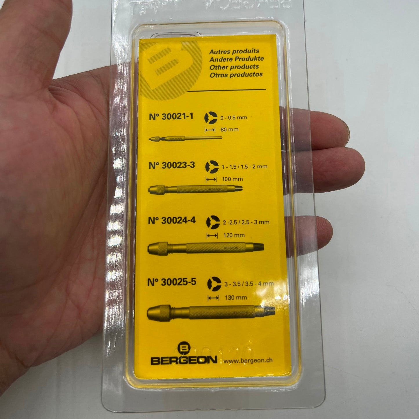 Bergeon 30022-2 - Étau à broches Longueur 90 mm Mâchoires 0,50-1,00 1,00-1,50 Swiss Tool