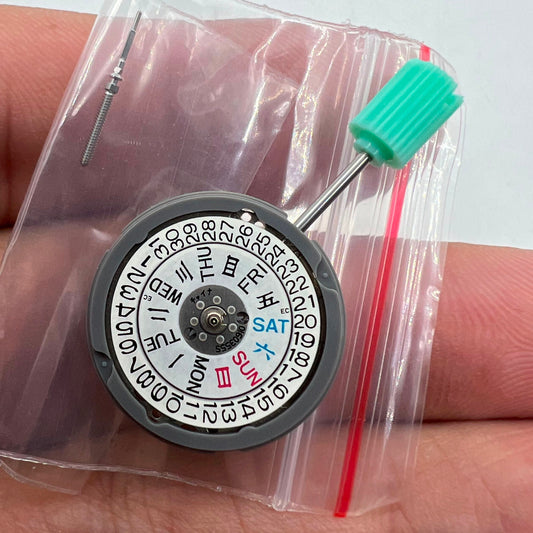 Seiko SII NH06 automatic watch movement with day-date display, crafted in Japan for precision timekeeping.