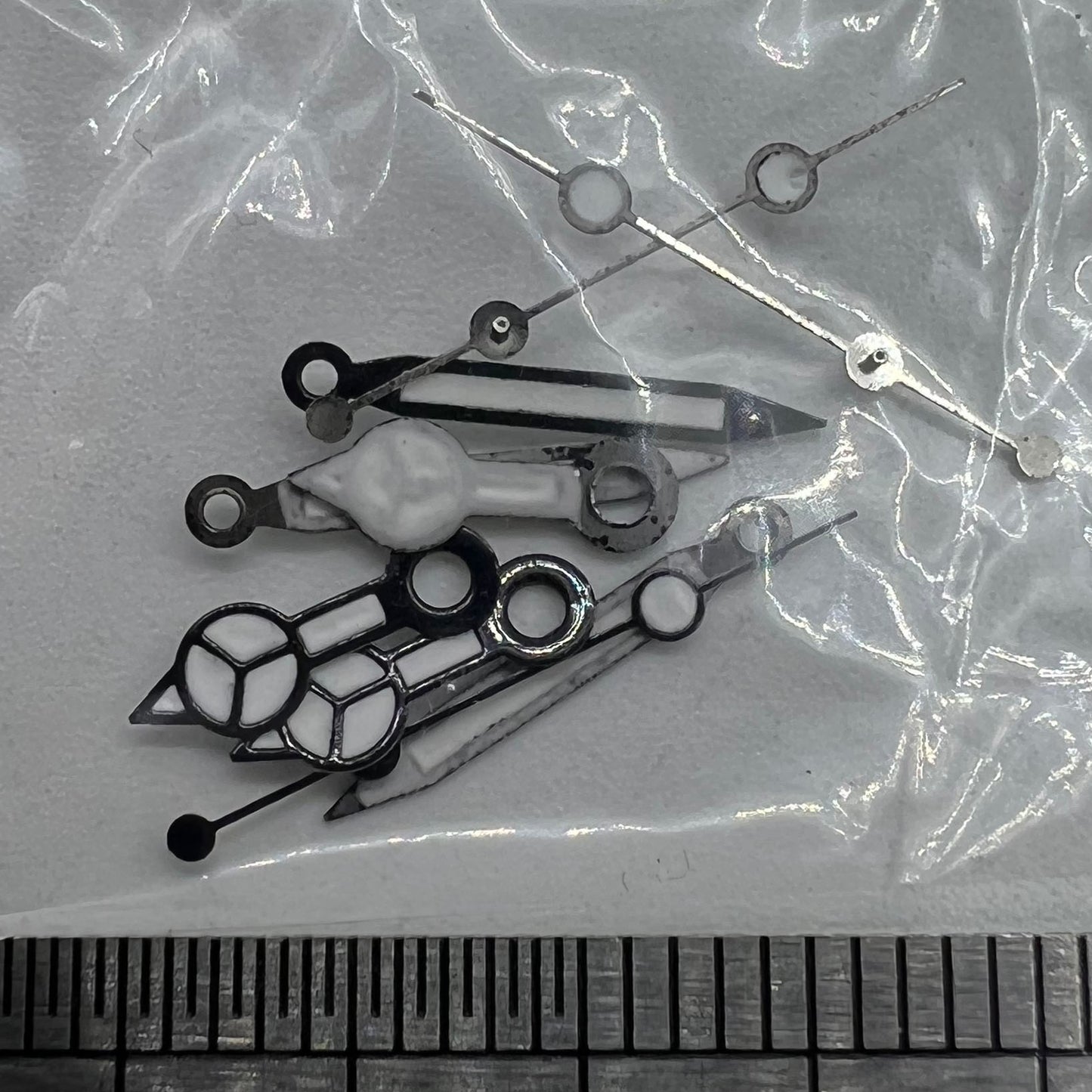 Black lume watch hands with black trim, 12mm, for Seagull ST6 automatic mechanical movement accessories.