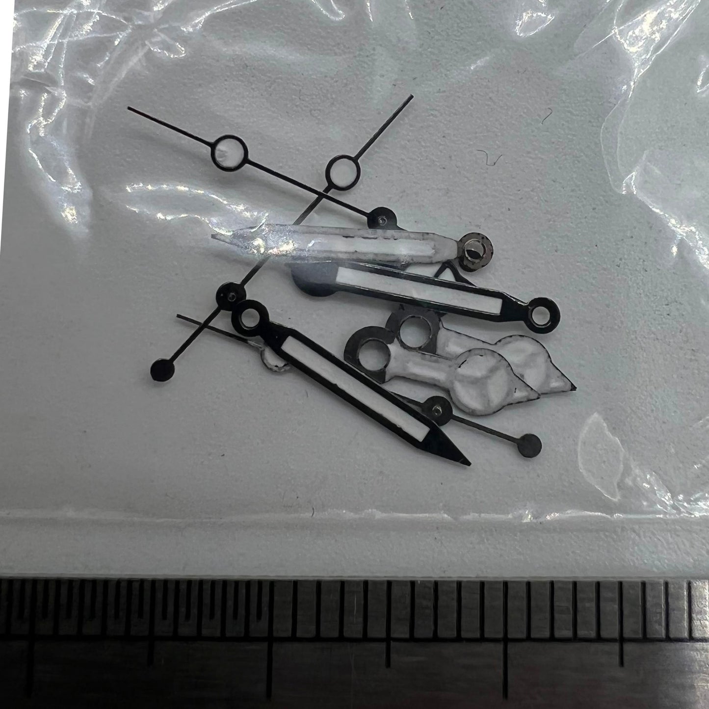 Black-trimmed luminous watch hands, 12mm, designed for Seagull ST6 automatic mechanical movements.