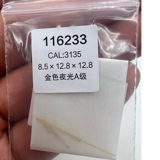 Luminous hour, minute, and second hands set for 3135 watch movement, enhancing nighttime readability.