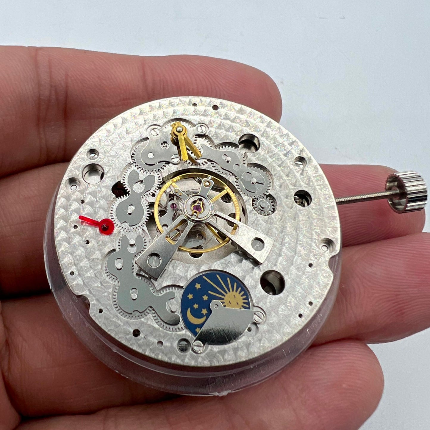 Dandong Silber Hohlstern Mondphase Automatisches mechanisches Uhrwerk