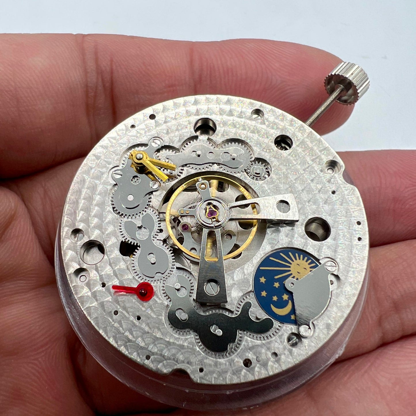 Dandong Silber Hohlstern Mondphase Automatisches mechanisches Uhrwerk