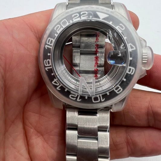 22 Colors 40MM sapphire glass watch case with transparent back and strap, compatible with NH35/NH36 movements.