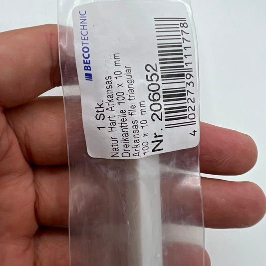 Horotec MSA16.013 triangular Arkansas stone for fine watch polishing, 100x10mm precision tool.