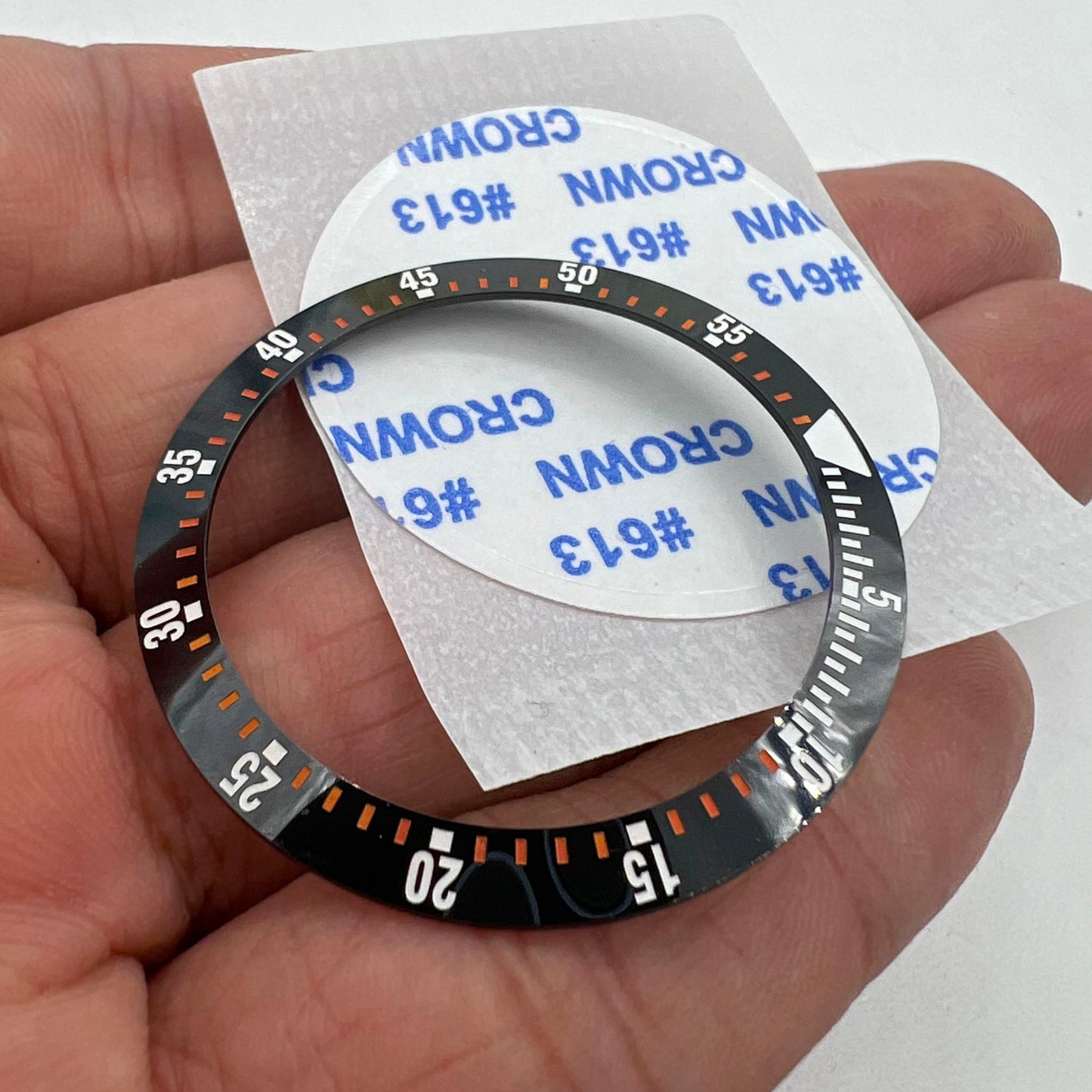 38 mm/30,5 mm schwarze Lünette, orangefarbene Graduierung, Keramik-Uhrenlünetteneinsatz, Uhrenteile