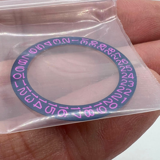 Denim blue background Helio purple font date wheel for Miyota NH35 NH36 watches by Helio.