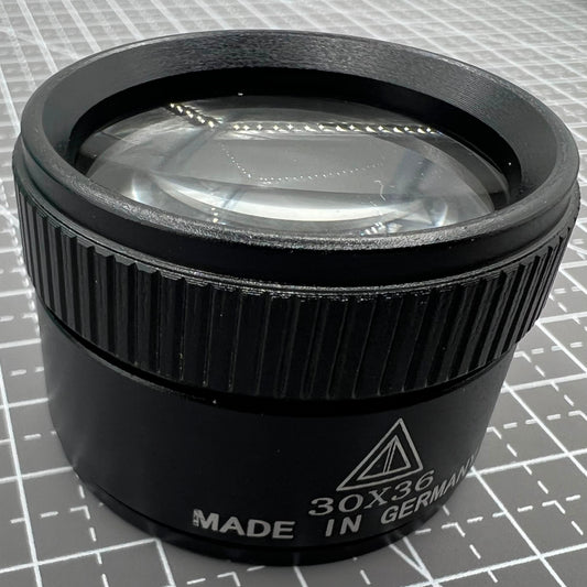 Germany Made black 30X magnifier loupe for precise watch repair and jewelry craftsmanship.