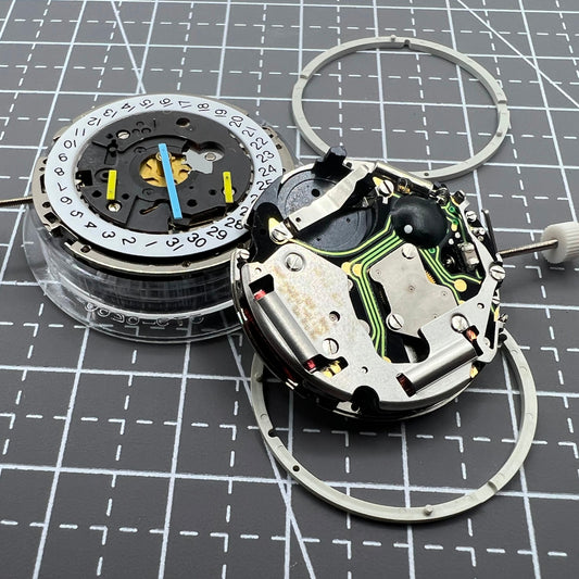 Original Swiss ISA 8162 watch movement with date at 4, quartz replacement for precise timekeeping