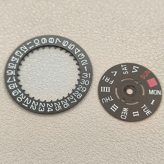 Black Roman /English Font Date Disk Wheel Week for NH36 Movement Crown@3.8