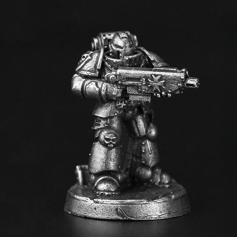 Power Armor Soldier Gun Guard Copper Figurine White Bronze Sci-Fi Wargame 330-4
