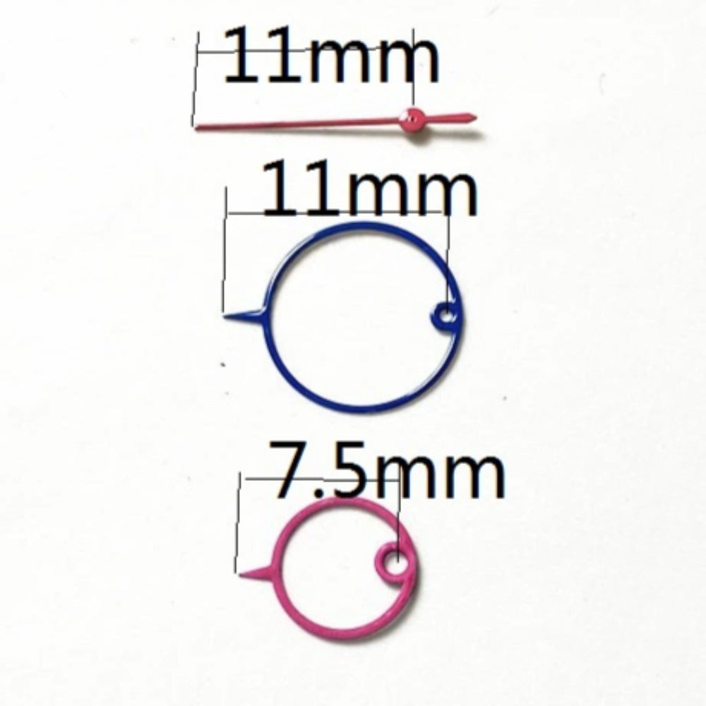 Aiguilles de montre à grand anneau bleu rose violet de 11,5 mm pour mouvement à quartz Miyota 2035