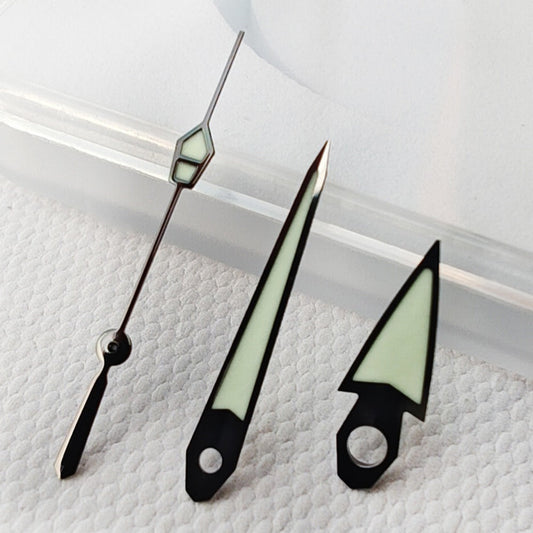 Black Trim C3 Green Lume vintage watch hands, compatible with NH34 NH35 NH36 NH38 NH39 NH70 movements