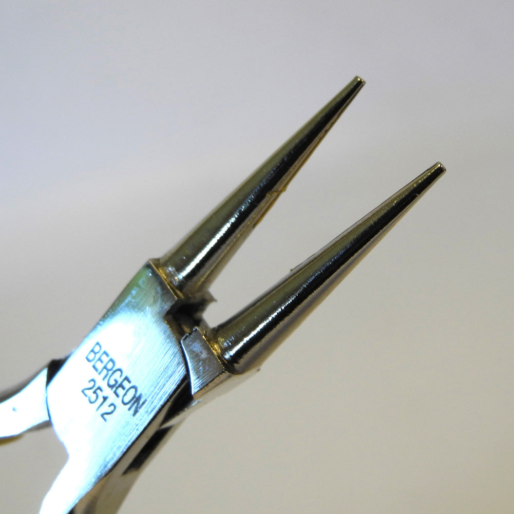Bergeon 2512 round nose pliers with smooth jaws for precision watchband bending and crafting.