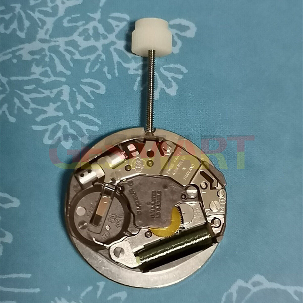 ETA400.111 Swiss quartz watch movement with single calendar at 6, ideal for repair parts.