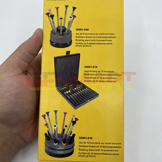 Bergeon 30081-A05 ergonomic watchmakers screwdriver set with 5 precision tools for watch repair.