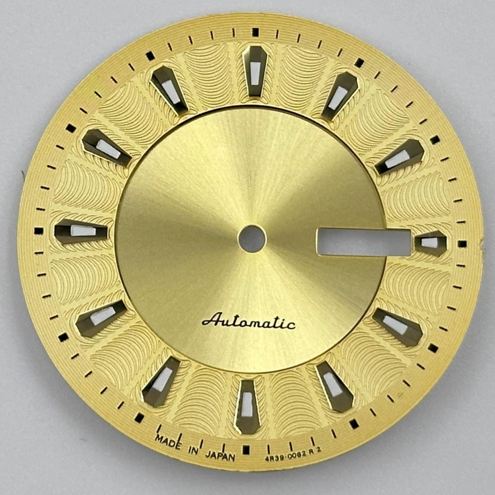 Golden No Lume Modified Silver Nail Watch Dial for NH35 NH36 movement, sleek design for luxury watch customization.
