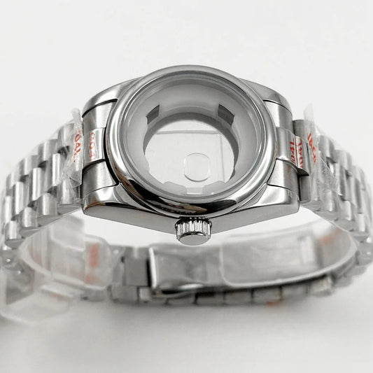 31MM Round Bezel Sapphire Glass Presidential bracelet Watch Case for NH05 NH06