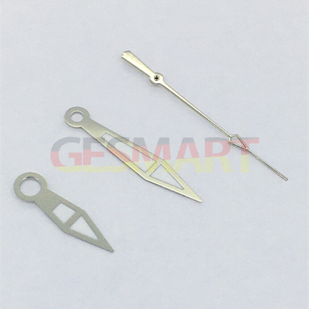 Aiguilles de montre lumineuses vertes à 3 aiguilles avec garniture argentée pour mouvements asiatiques 8215/2813/8205