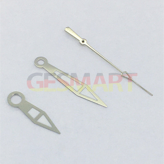 Silver-trimmed green luminous watch hands for Asian 8215/2813/8205 movement, precise fit.