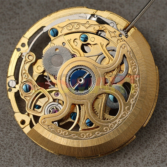 Shanghai Golden multifunctional hollow automatic watch showcasing intricate mechanical movement design.